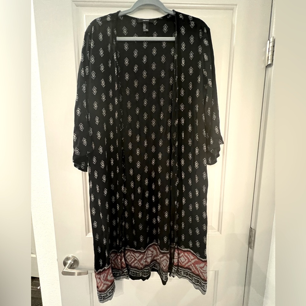 Forever 21 Black Boho Kimono - Size Small
